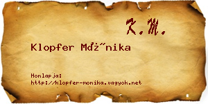 Klopfer Mónika névjegykártya