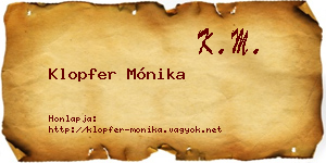 Klopfer Mónika névjegykártya